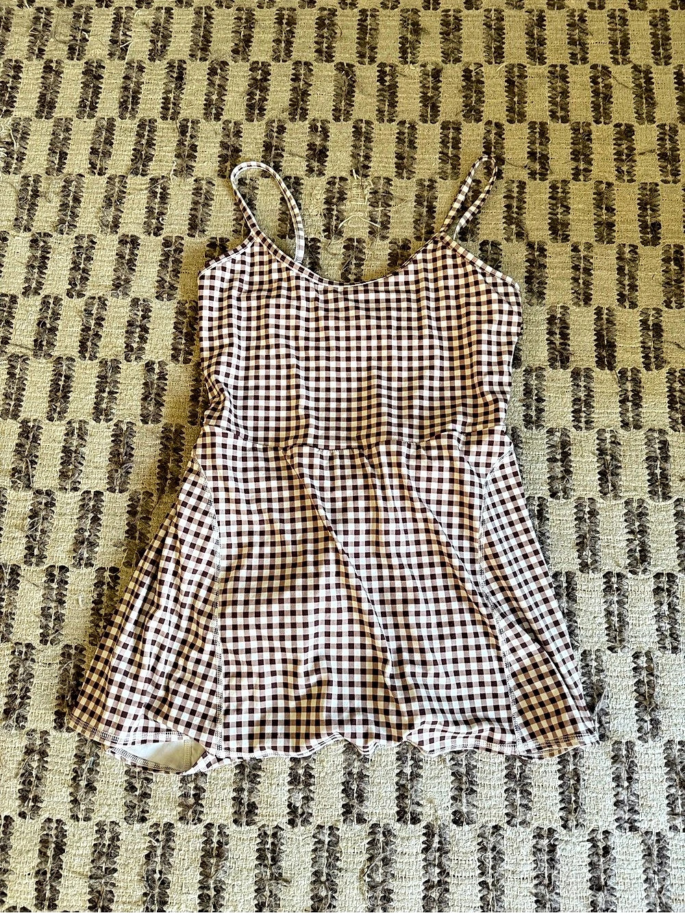 Joy Lab Gingham One Piece in Brown & White Large Like New